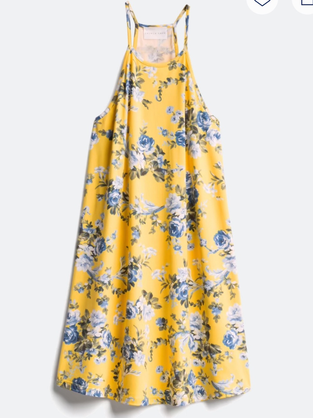 French Grey Women’s Large Yellow & Blue Floral Dress
